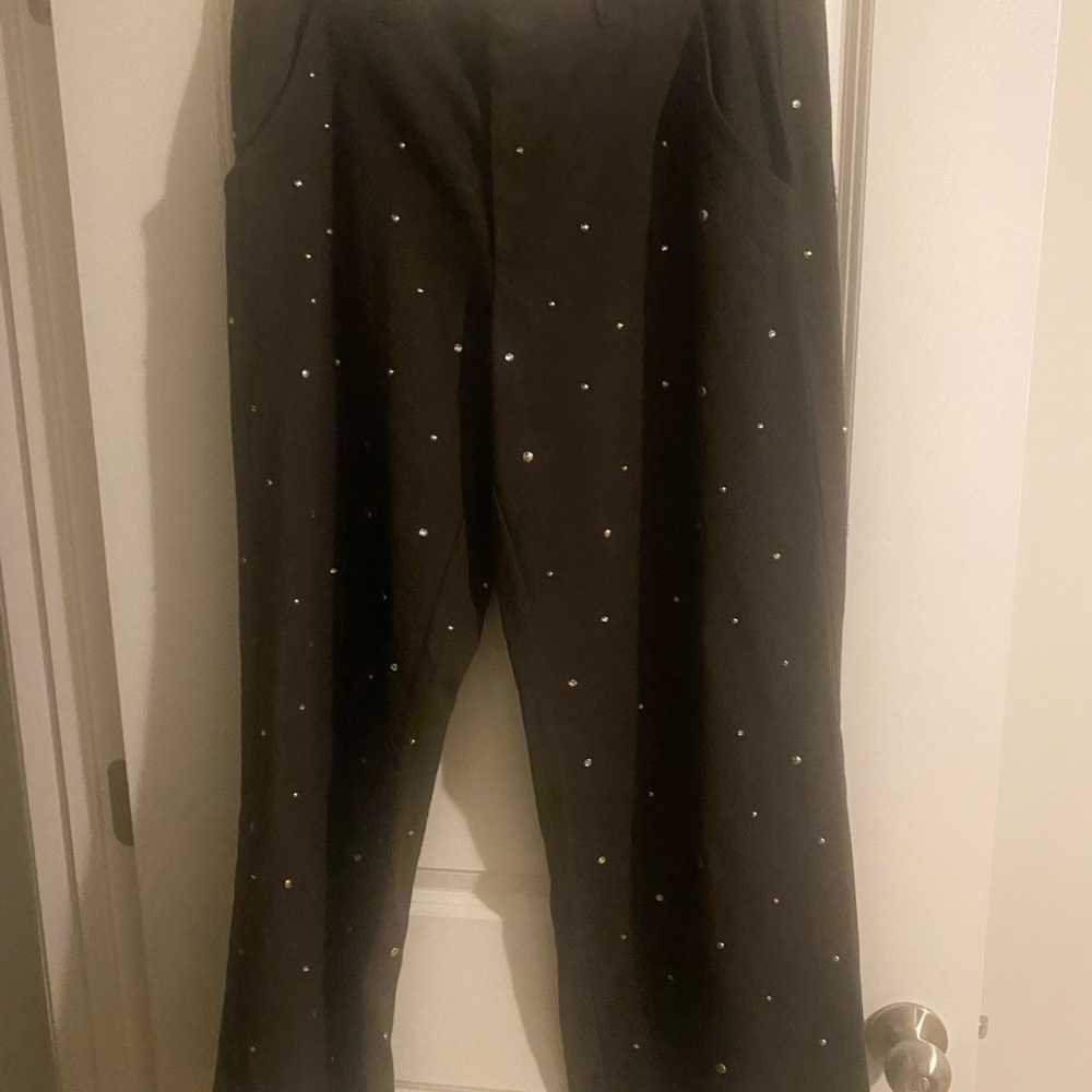 Free People Gray Denim stud and rhinestone pant suit.